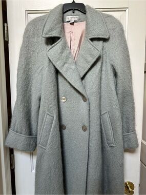 Liz Claiborne Women's Double-Breasted Light Gray Wool/Mohair Coat